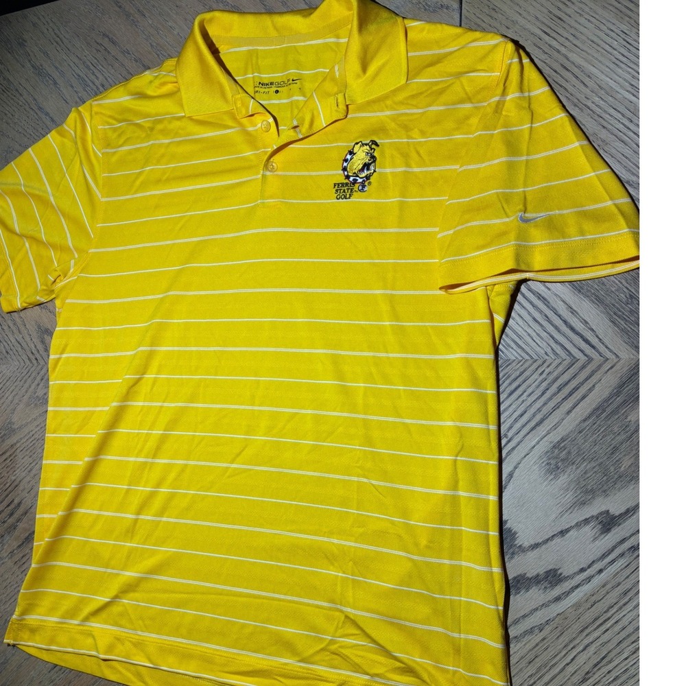 Nike Golf Mens Ferris State Bulldogs Dri-FIT Striped Polo Yellow 358325-739